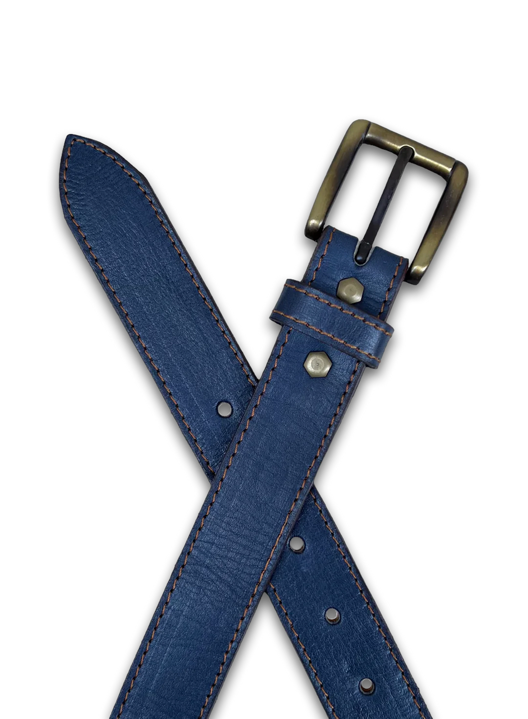 Navy Blue Leather Belt