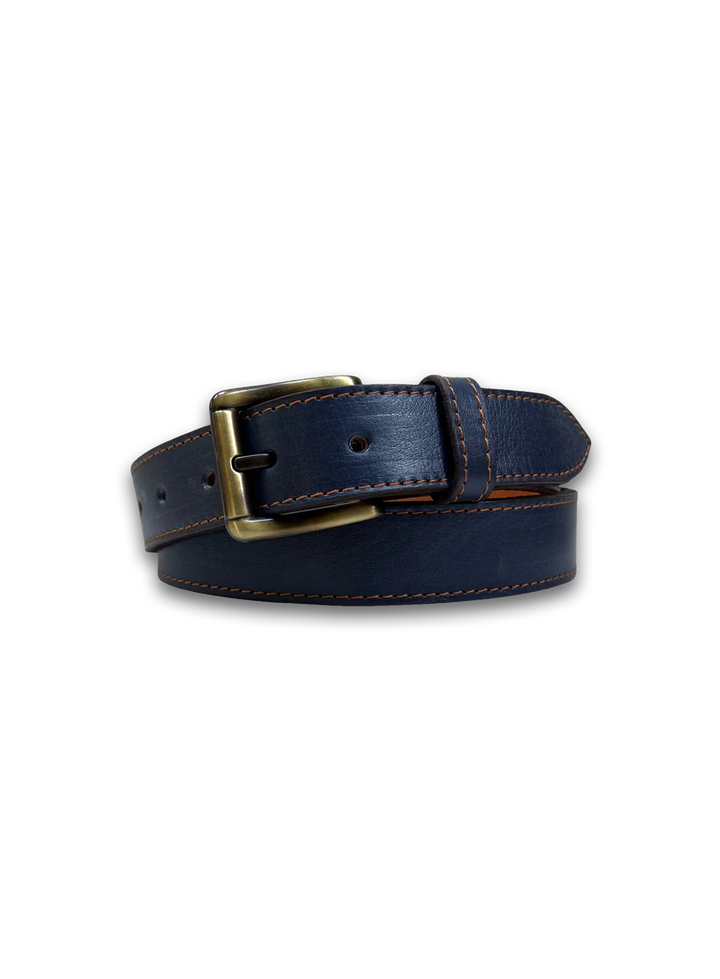 Navy Blue Leather Belt