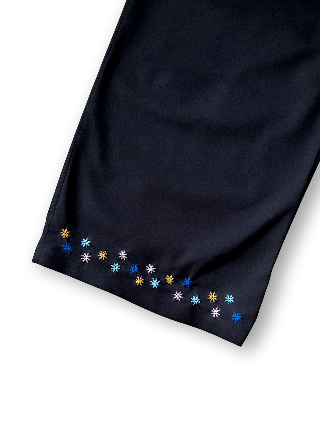 Hand-Embroidered Double-Pleated Flower Trousers