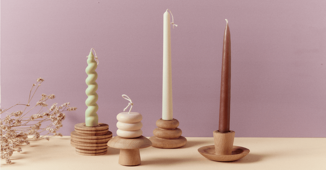 Handcrafted Lathe-Turned Wooden Candle Holders