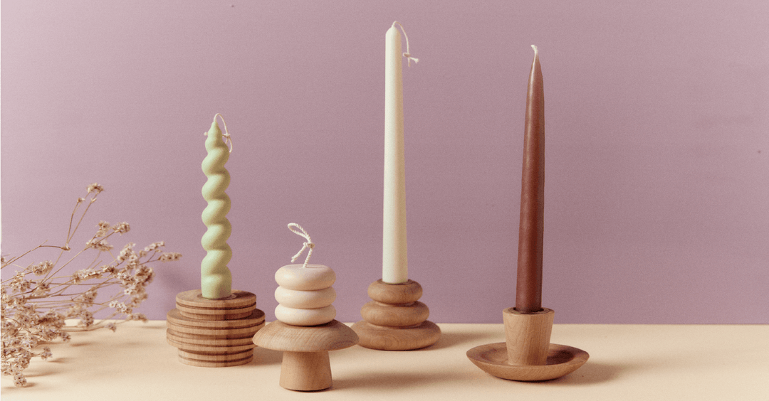 Handcrafted Lathe-Turned Wooden Candle Holders