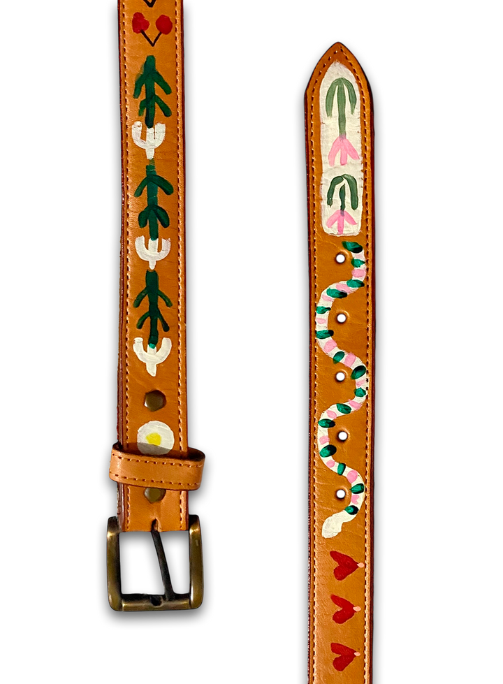 Hand-Painted Leather Belt (Size 26)