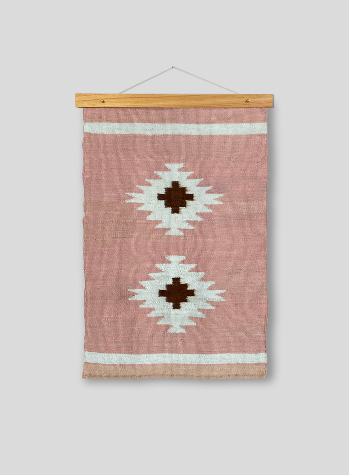 La Doble Chacana Tapestry in Light Pink