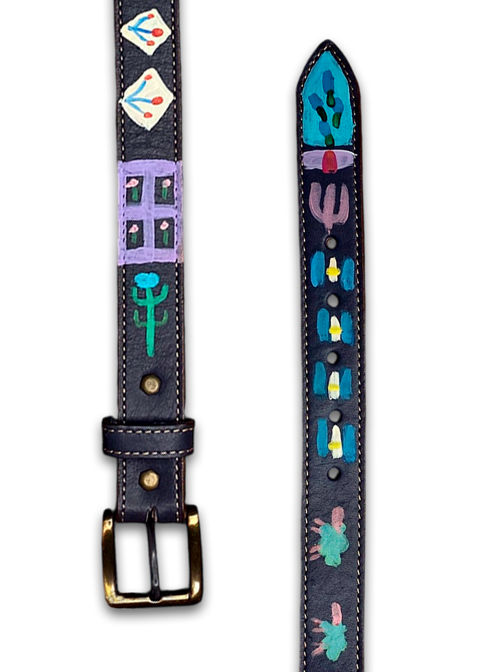 Hand-Painted Leather Belt (Size 30)