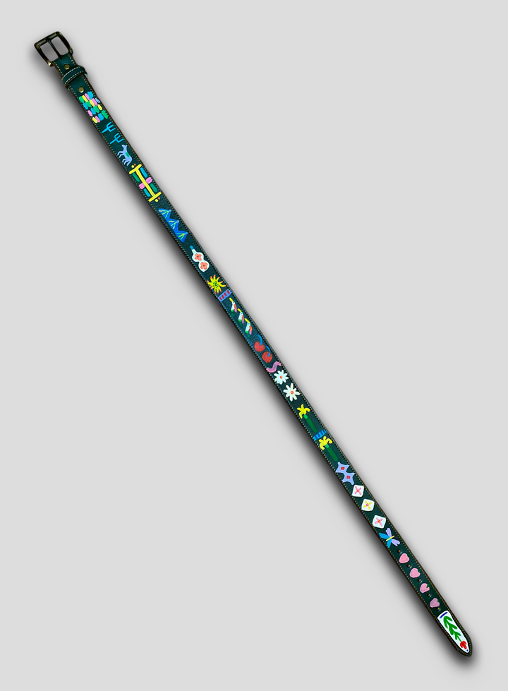 Hand-Painted Leather Belt (Size 34)