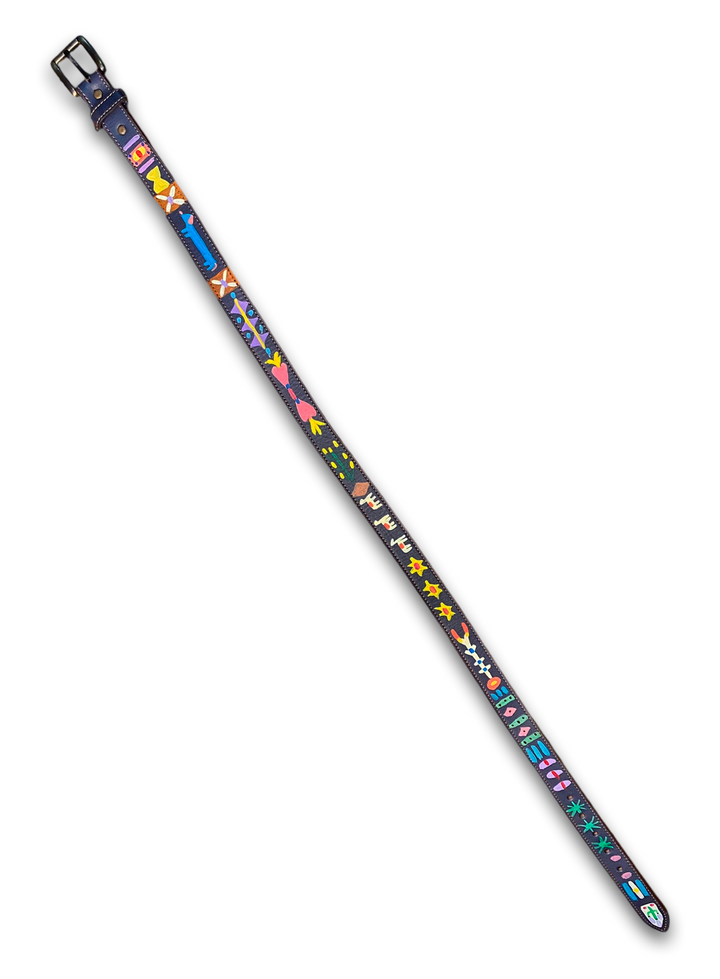 Hand-Painted Leather Belt (Size 34)