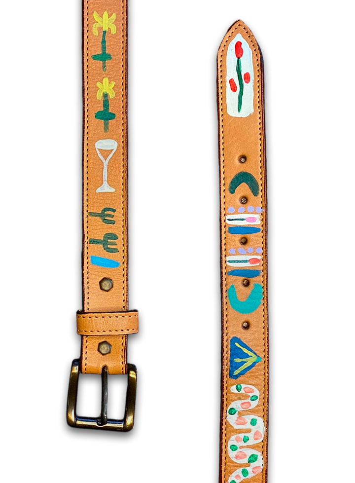 Hand-Painted Leather Belt (Size 26)