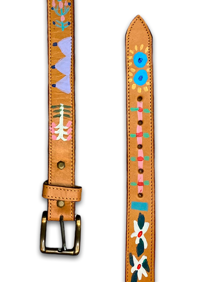 Hand-Painted Leather Belt (Size 30)