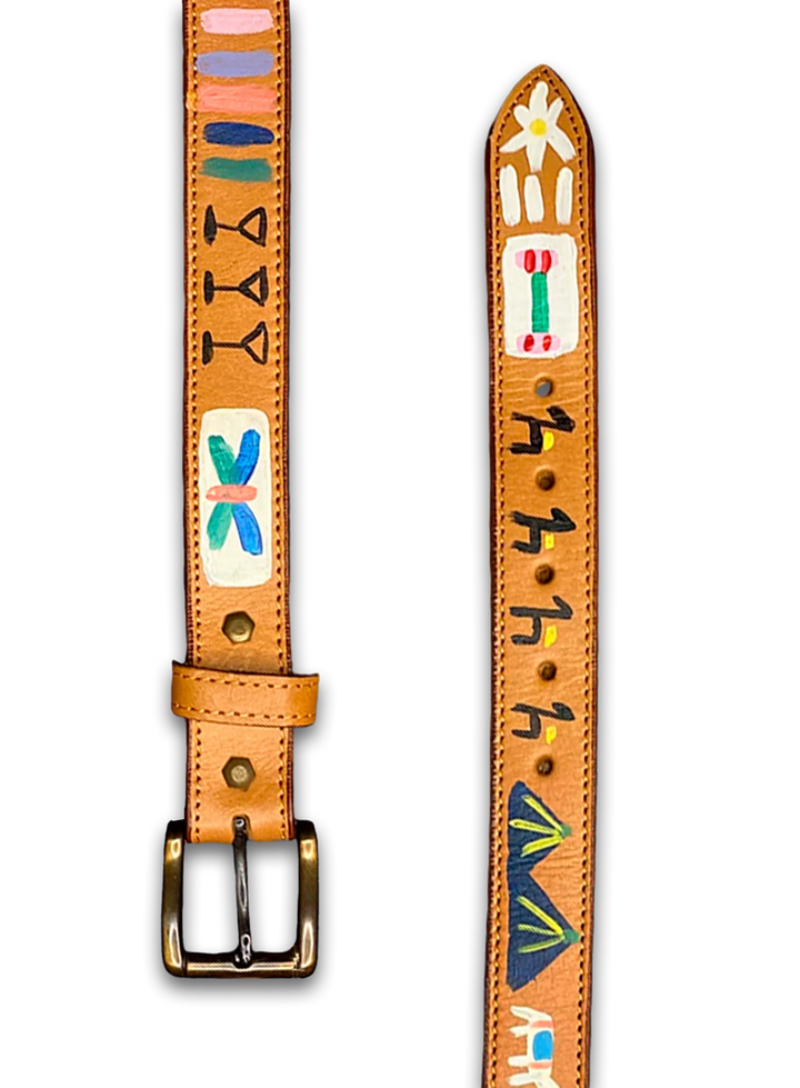 Hand-Painted Leather Belt (Size 42)