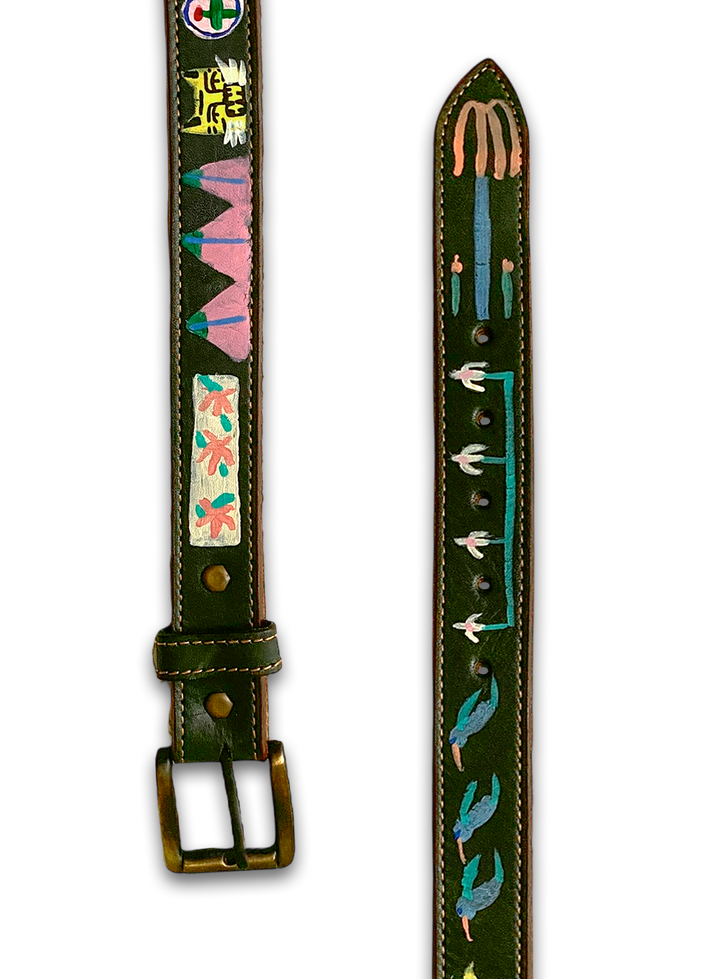 Hand-Painted Leather Belt (Size 26)