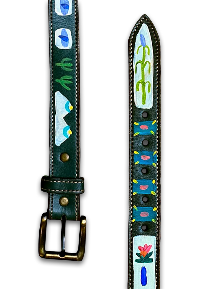 Hand-Painted Leather Belt (Size 38)