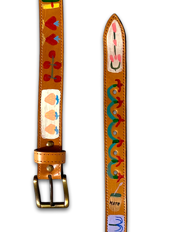 Hand-Painted Leather Belt (Size 36)