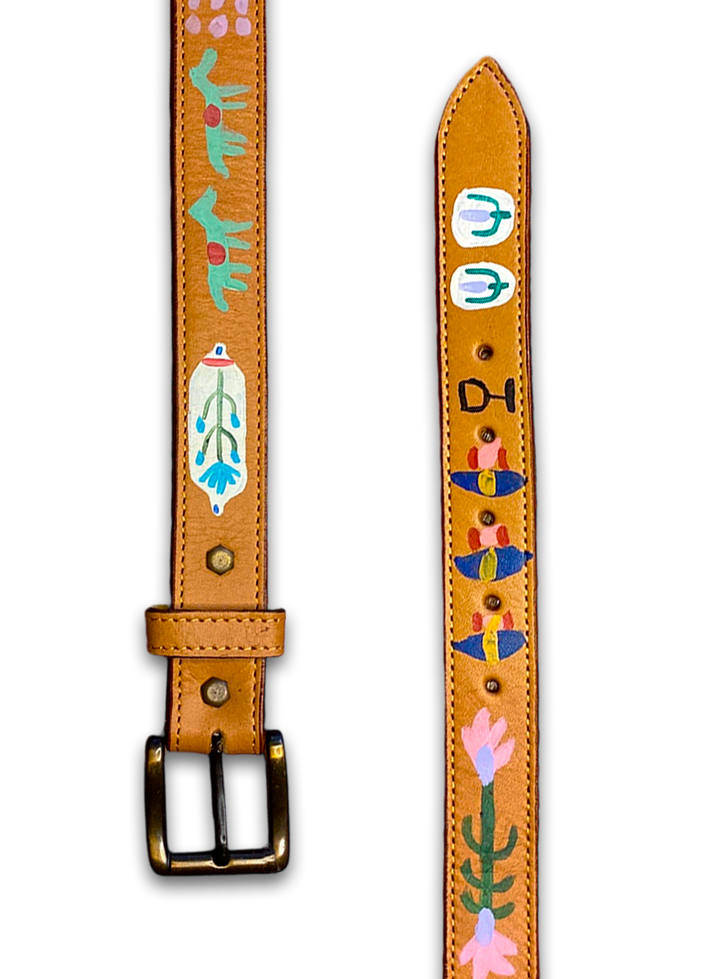 Hand-Painted Leather Belt (Size 30)