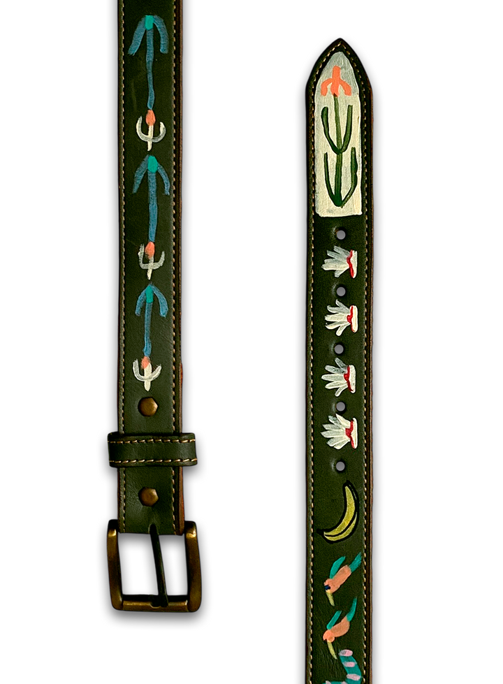 Hand-Painted Leather Belt (Size 26)