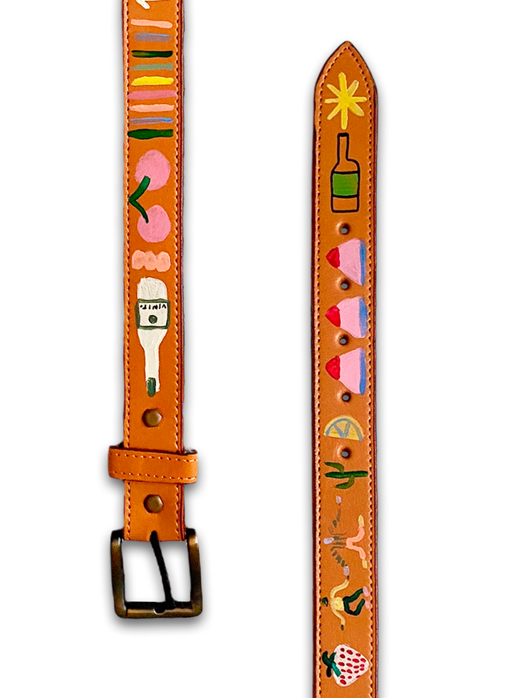 Hand-Painted Leather Belt (Size 30)