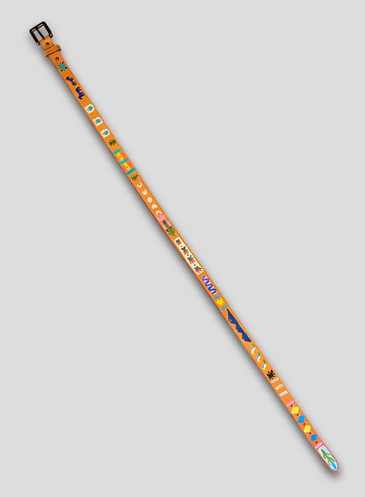 Hand-Painted Leather Belt (Size 40)