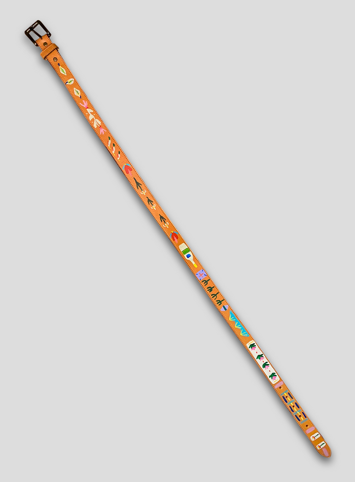 Hand-Painted Leather Belt (Size 36)