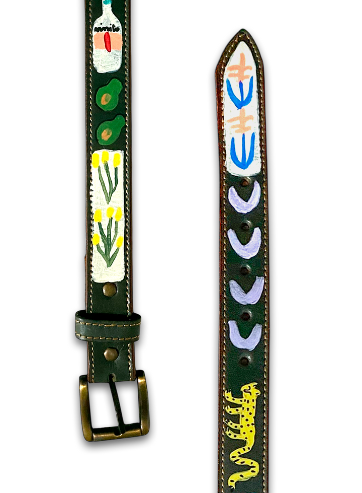 Hand-Painted Leather Belt (Size 42)