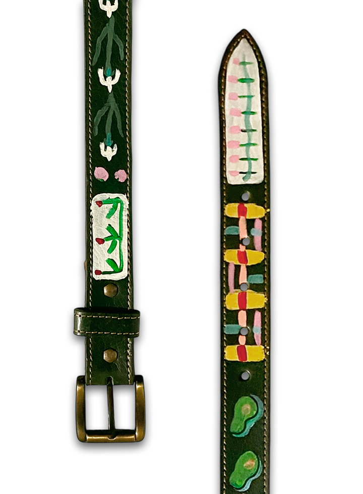 Hand-Painted Leather Belt (Size 36)