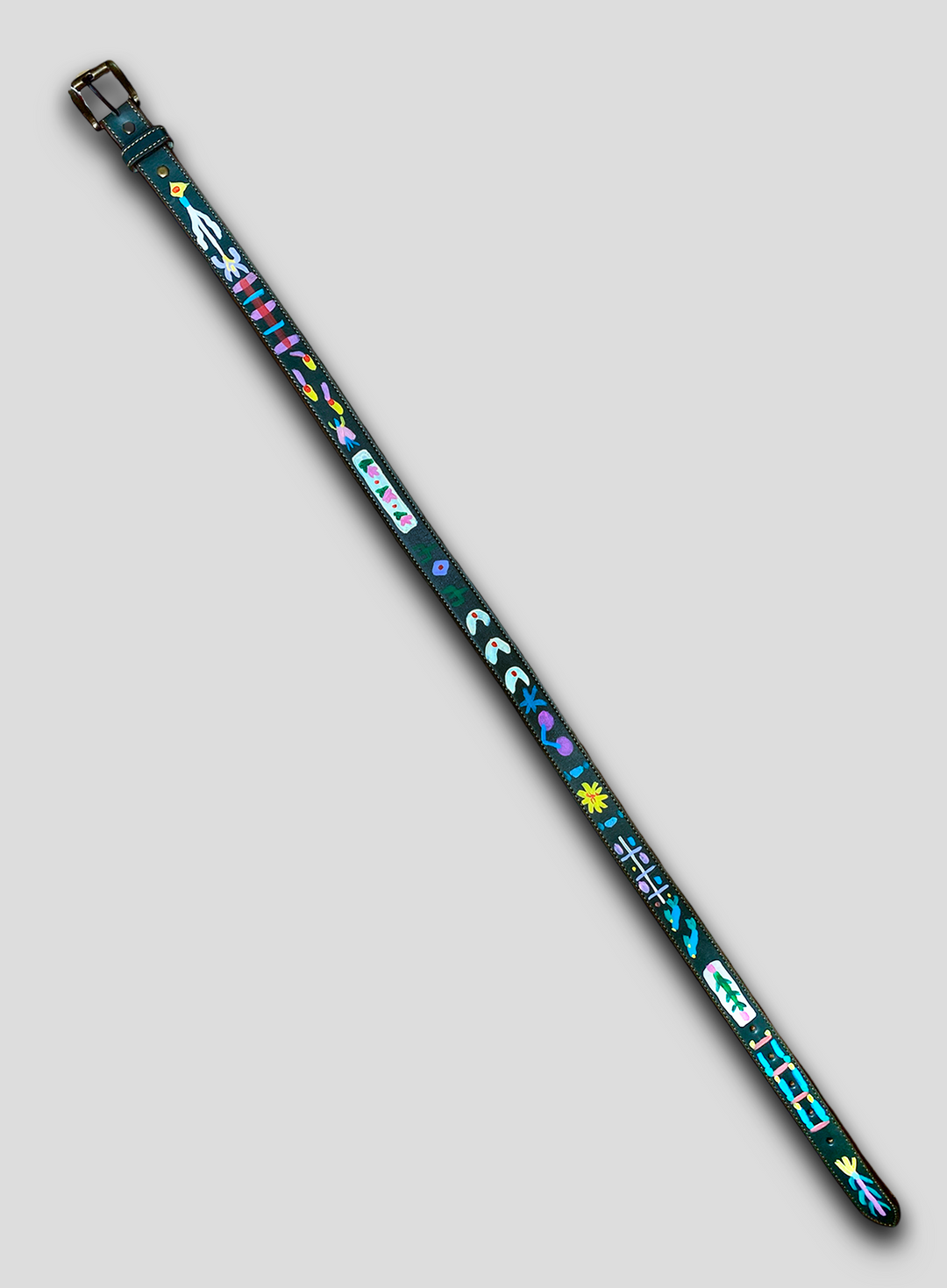 Hand-Painted Leather Belt (Size 32)
