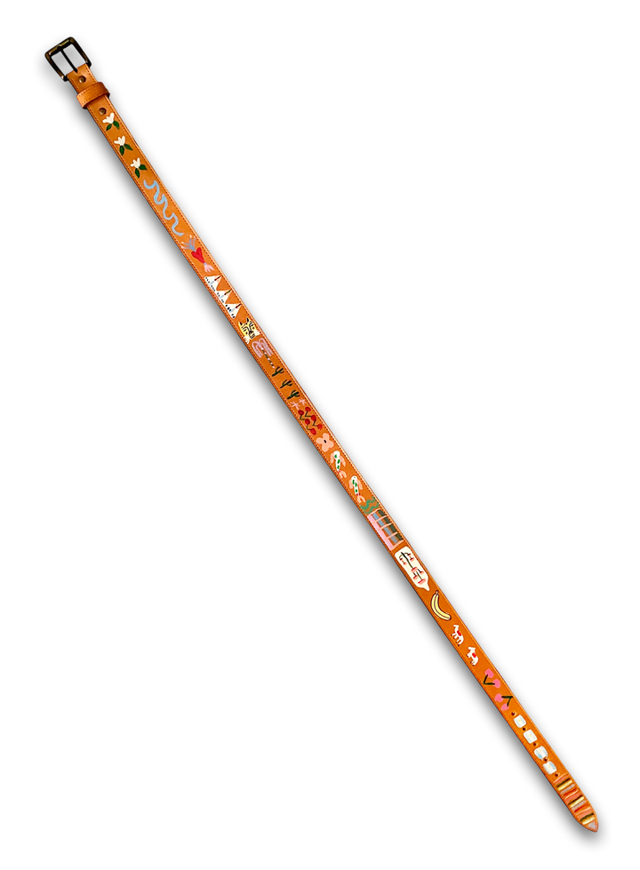 Hand-Painted Leather Belt (Size 38)