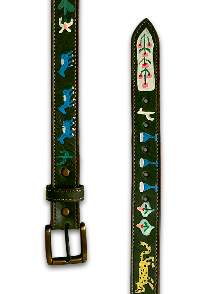 Hand-Painted Leather Belt (Size 28)