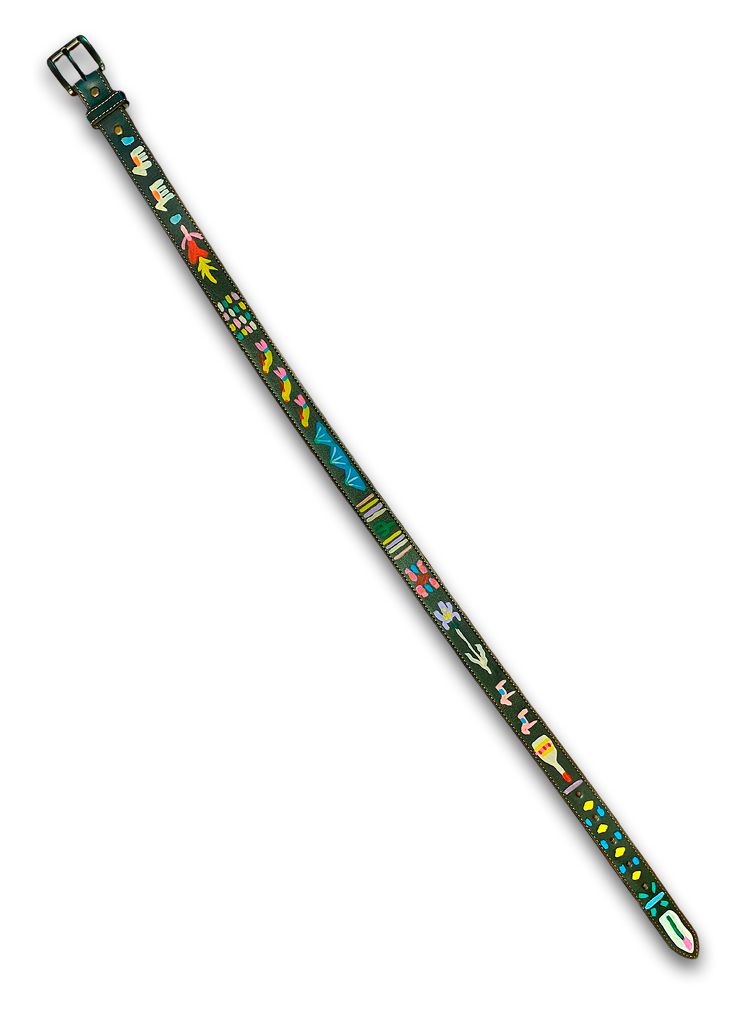 Hand-Painted Leather Belt (Size 30)