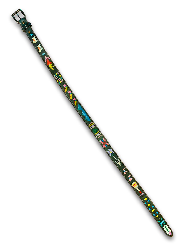 Hand-Painted Leather Belt (Size 30)