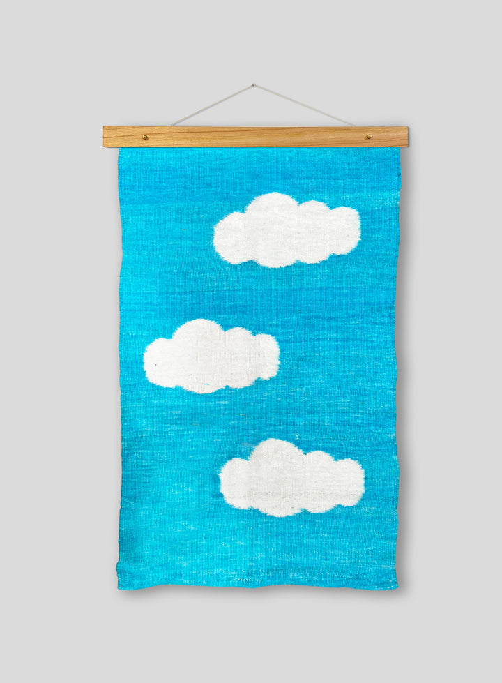 The Little Fluffy Cloud Tapestry in Sky Blue