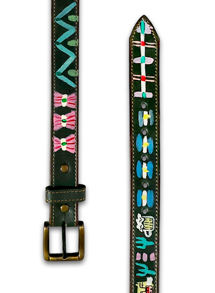 Hand-Painted Leather Belt (Size 30)