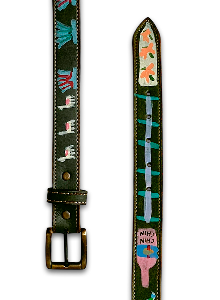 Hand-Painted Leather Belt (Size 36)