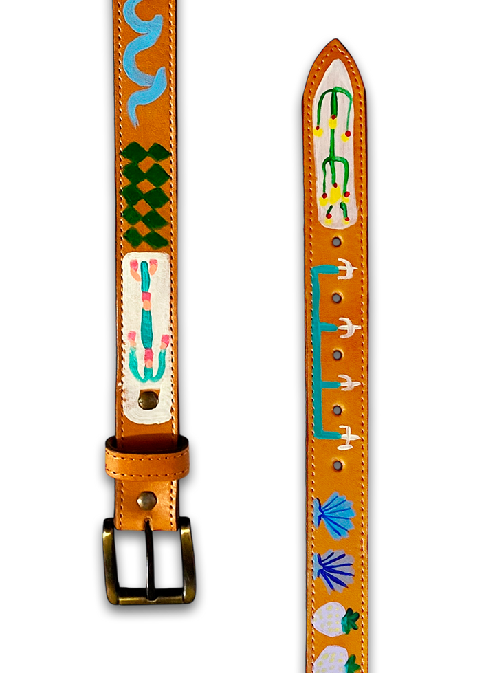 Hand-Painted Leather Belt (Size 36)