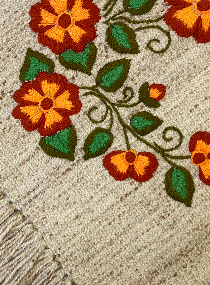 Hand-Knitted and Embroidered Ruana