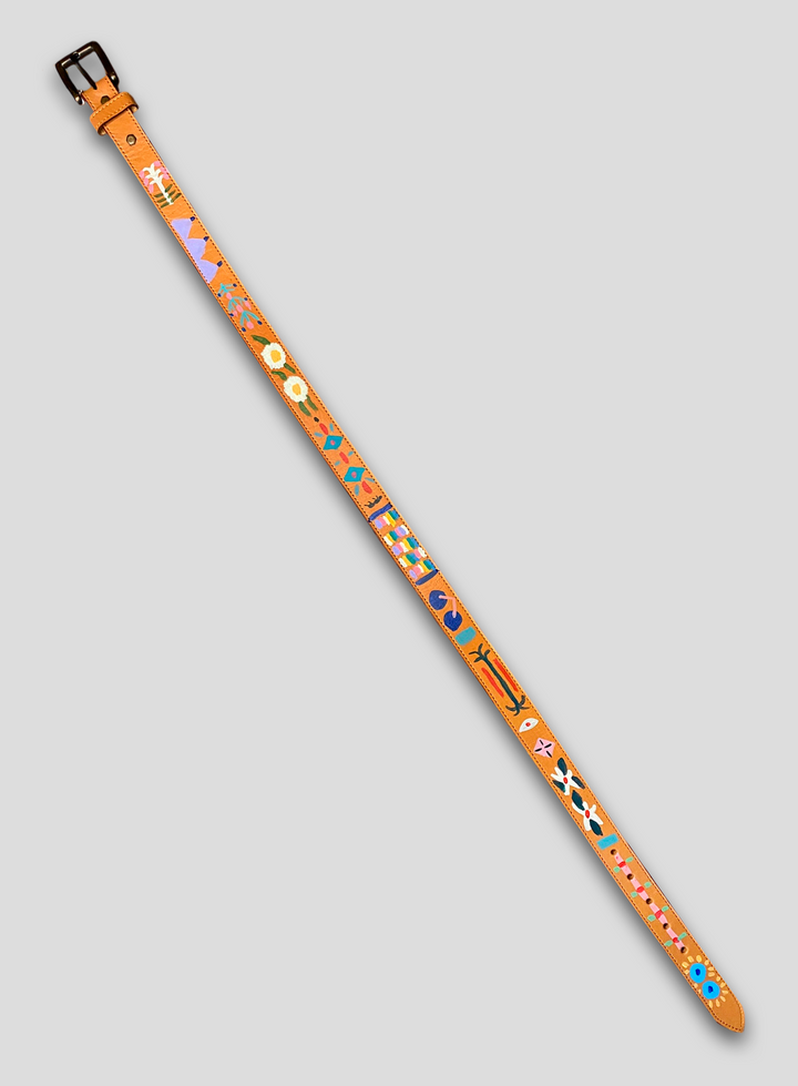 Hand-Painted Leather Belt (Size 30)