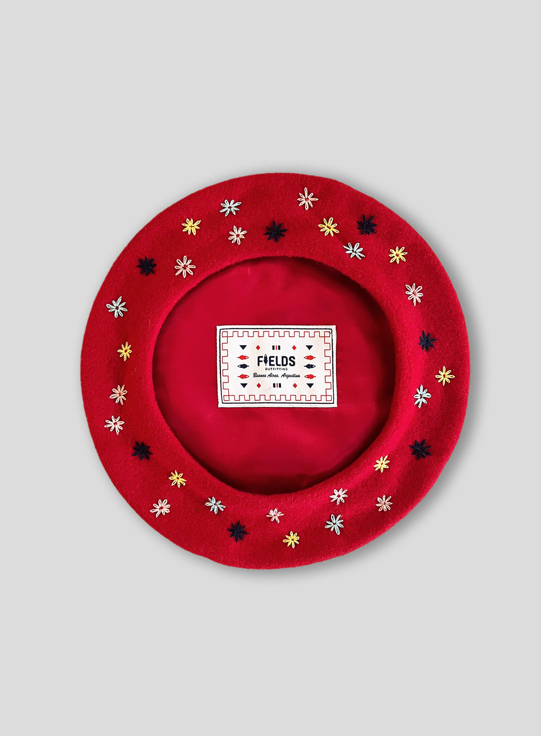 Embroidered Beret in Red