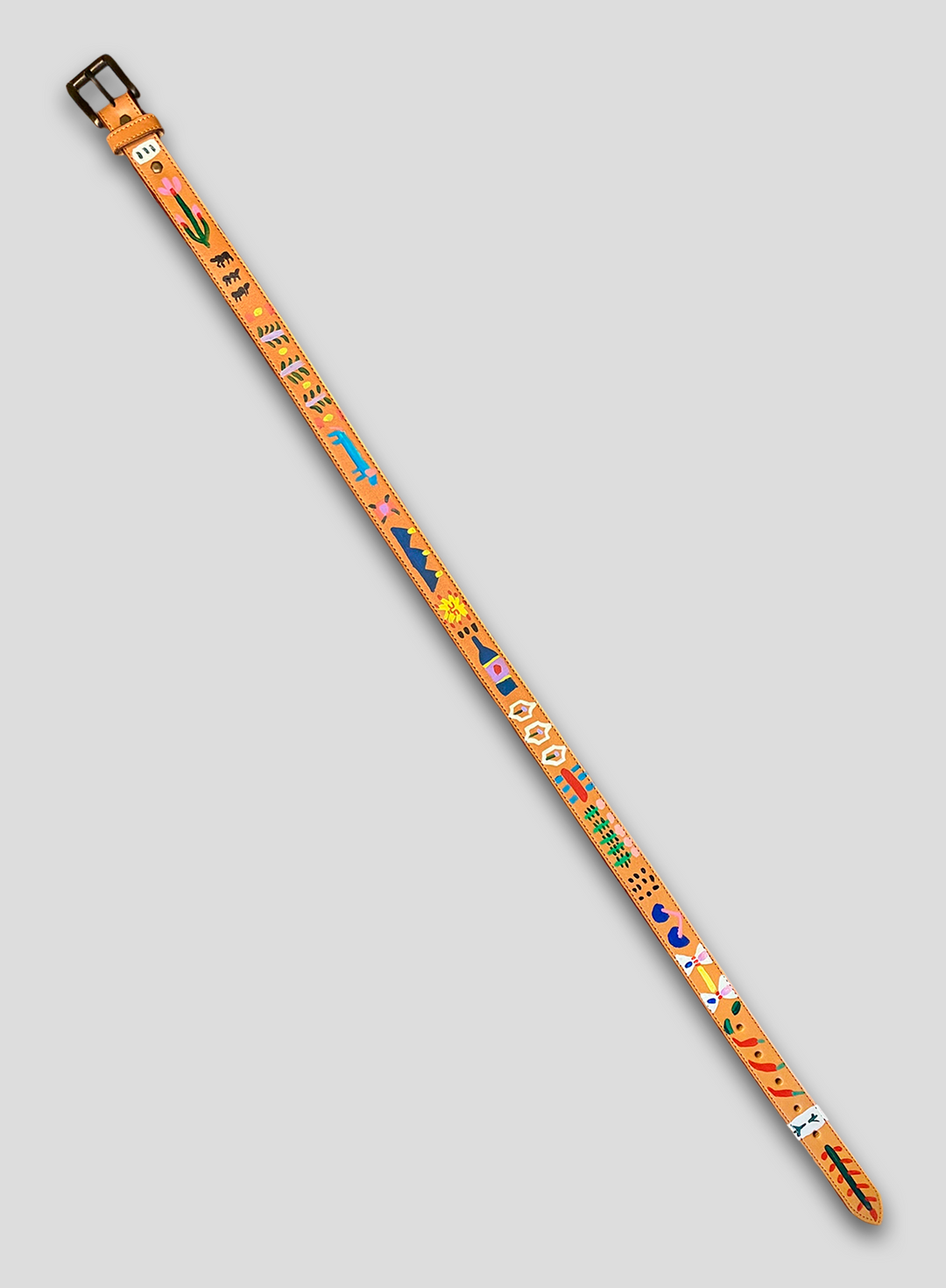 Hand-Painted Leather Belt (Size 32)