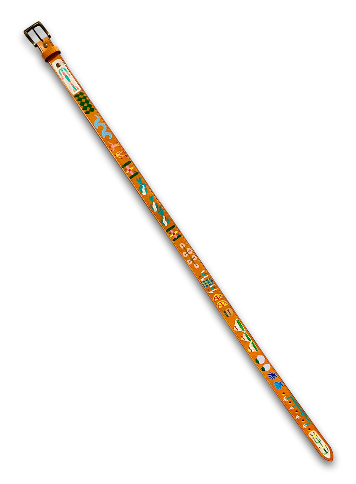Hand-Painted Leather Belt (Size 36)