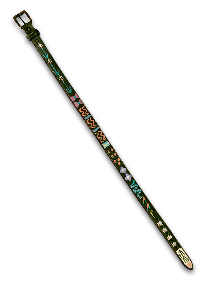 Hand-Painted Leather Belt (Size 26)