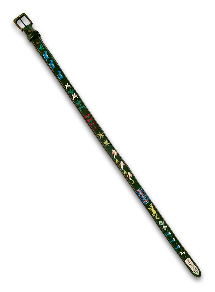 Hand-Painted Leather Belt (Size 28)