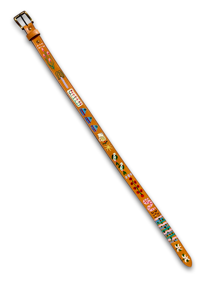 Hand-Painted Leather Belt (Size 26)