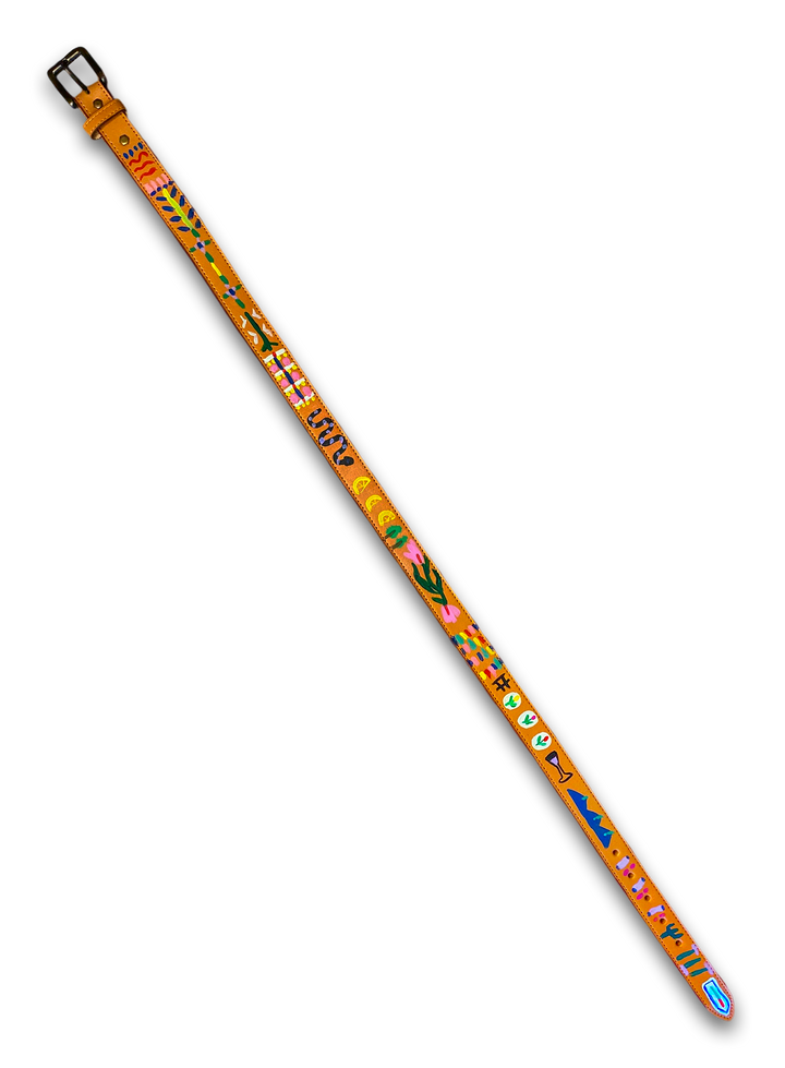 Hand-Painted Leather Belt (Size 32)