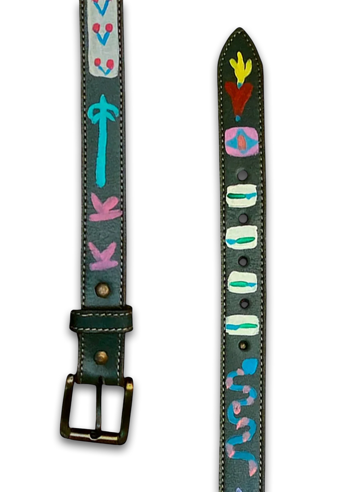 Hand-Painted Leather Belt (Size 36)