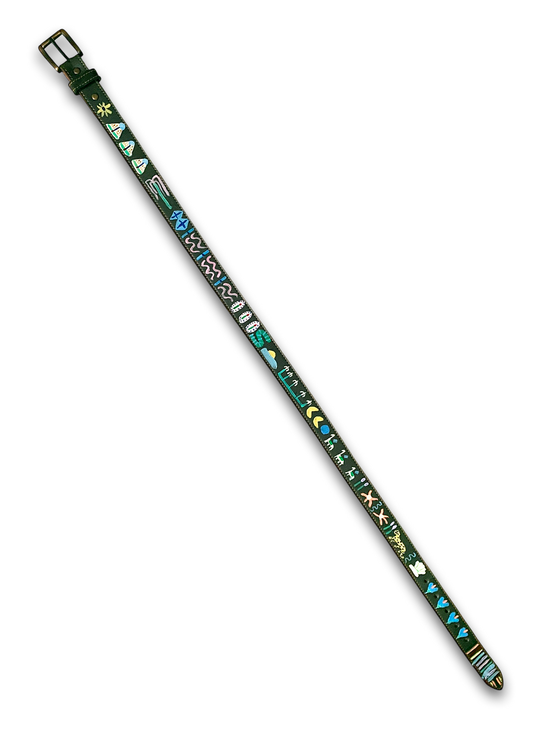 Hand-Painted Leather Belt (Size 32)