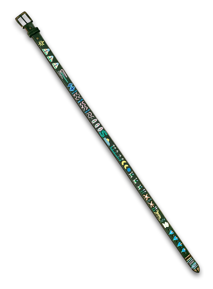 Hand-Painted Leather Belt (Size 32)