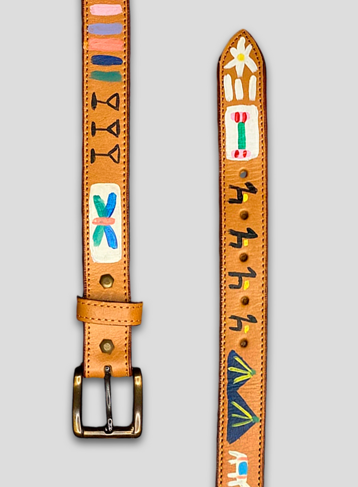 Hand-Painted Leather Belt (Size 42)