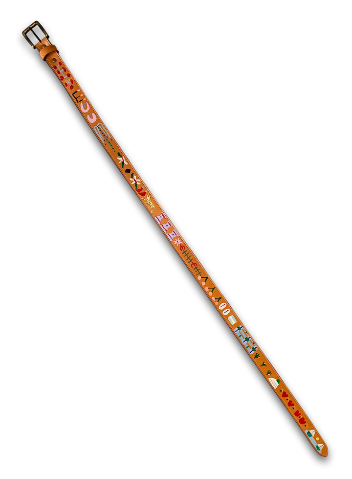 Hand-Painted Leather Belt (Size 36)