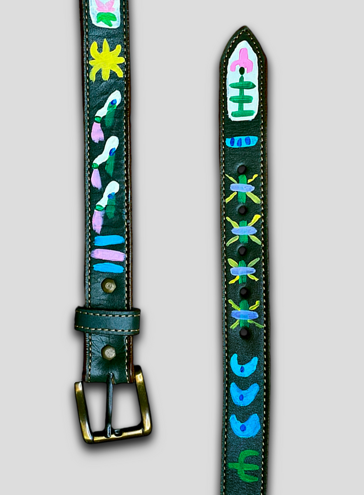 Hand-Painted Leather Belt (Size 26)