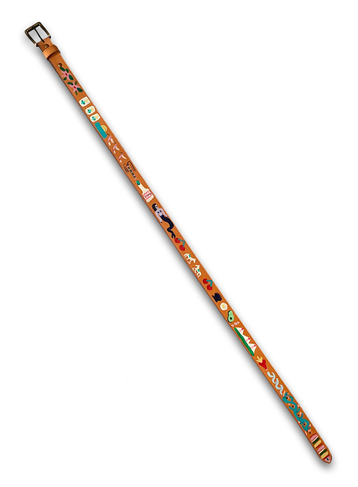Hand-Painted Leather Belt (Size 38)