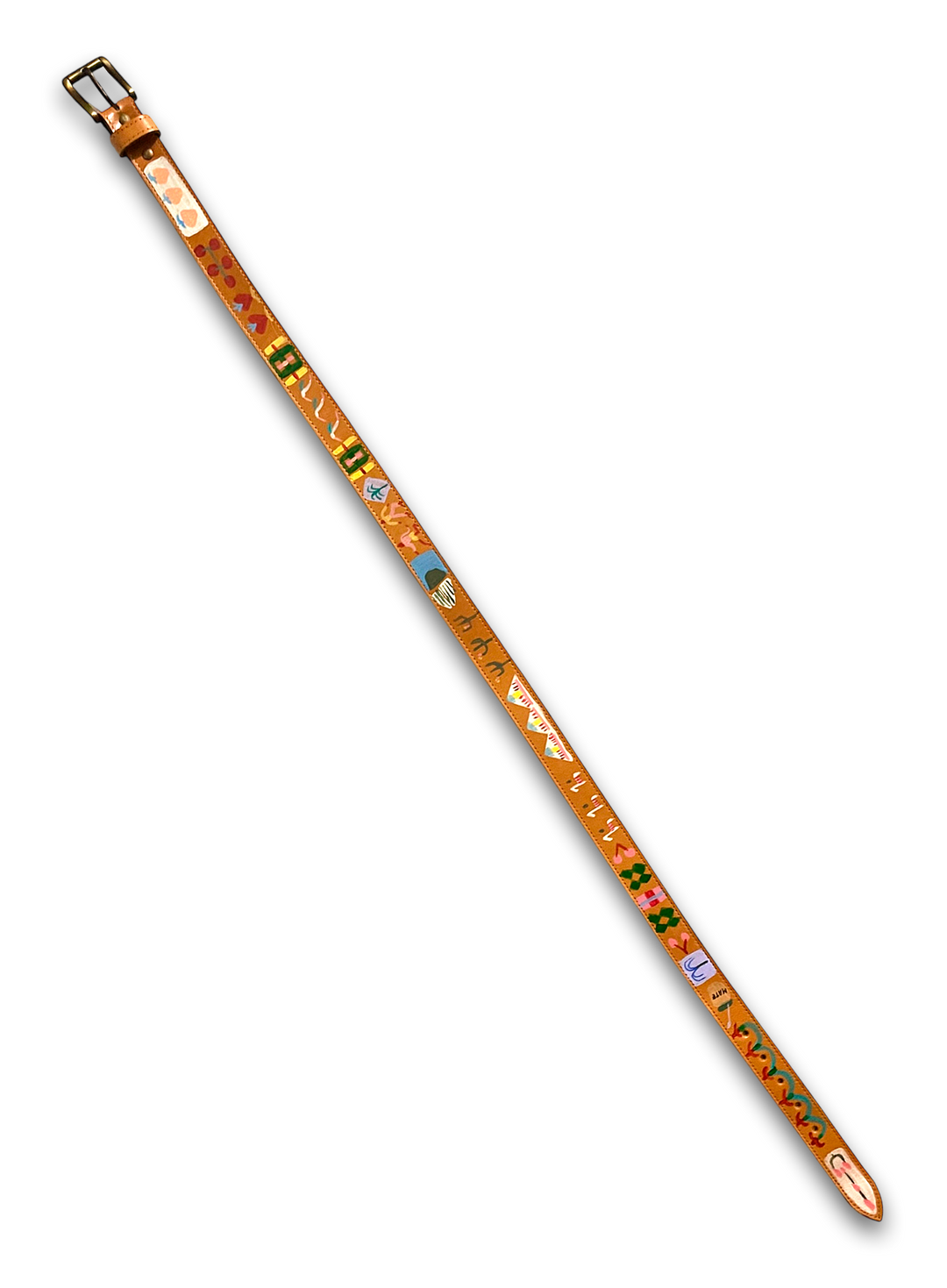 Hand-Painted Leather Belt (Size 36)
