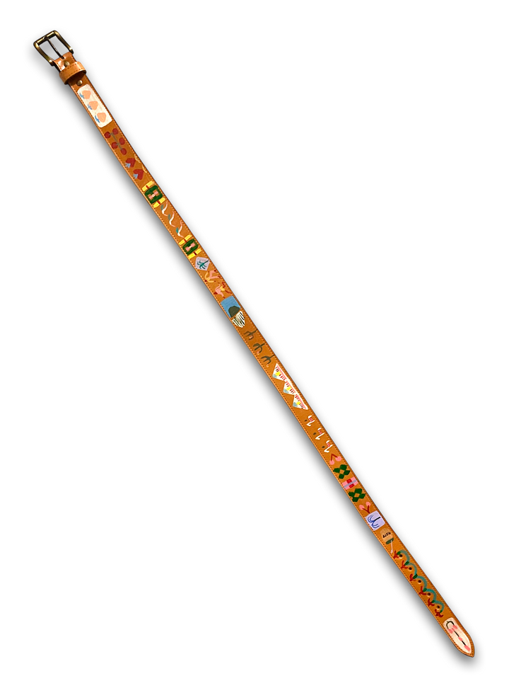 Hand-Painted Leather Belt (Size 36)